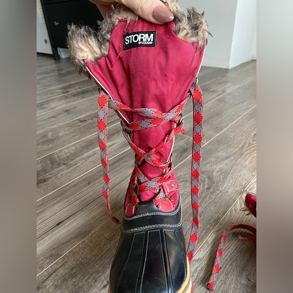 Sorel “Aspen” Red Quilted Plaid Winter Boots - Picture 7 of 8